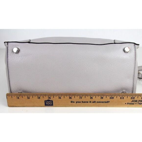 Rebecca Minkoff LIGHT GRAY GENUINE LEATHER SATCHEL SHOULDER BAG X-BODY HANDBAG - Picture 13 of 16